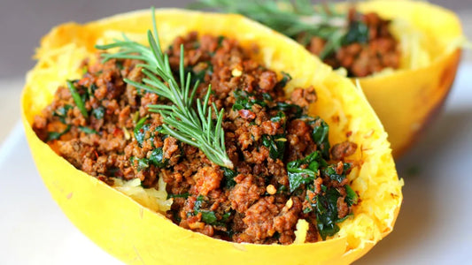 Bison Stuffed Spaghetti Squash