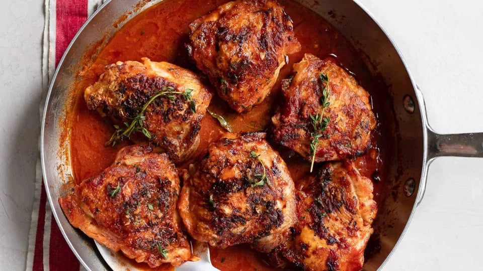 Sautéed Chicken Thighs With Garlic, Red Wine, And Rosemary