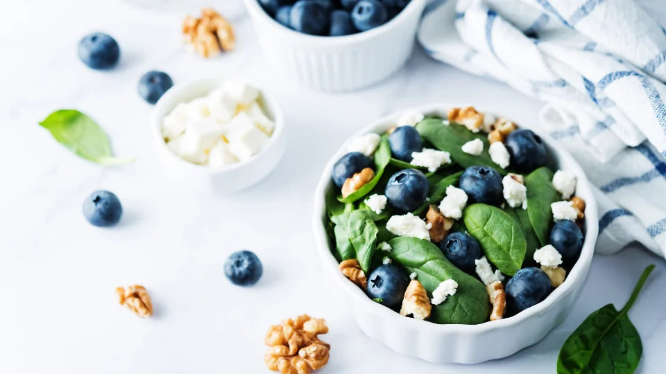 Spinach And Blueberry Salad With Lemon Basil Dressing