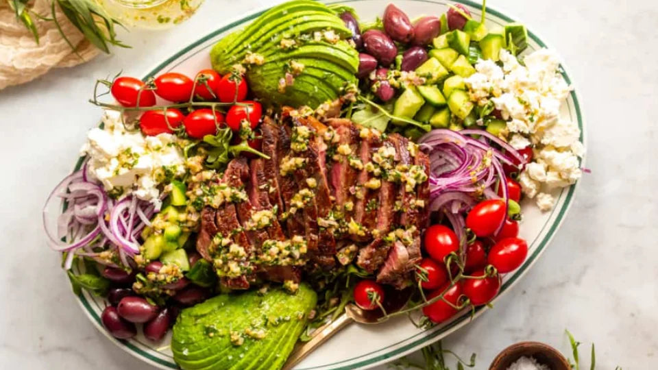 Steak And Spring Mix Salad With Lemon Tarragon Dressing